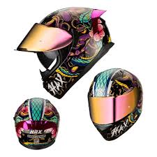 CASCO OBSIDIAN SNAKE DEMON NEGRO/PURPURA/AZUL BRILLO